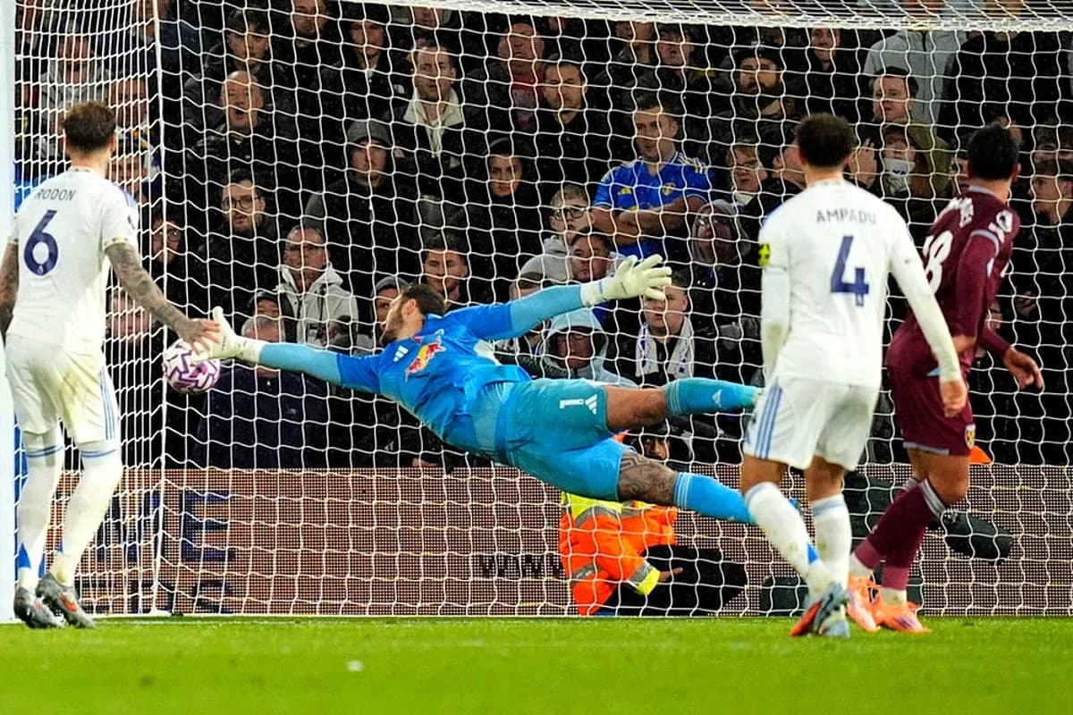 Goalkeeper diving to save a penalty kick