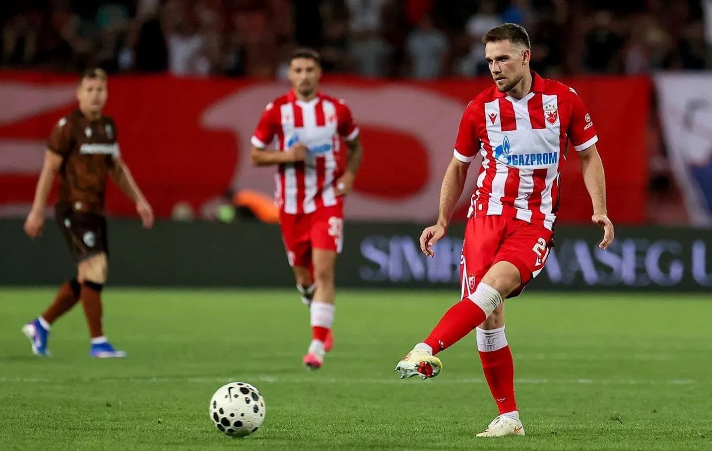 FK Crvena Zvezda player preparing to kick ball