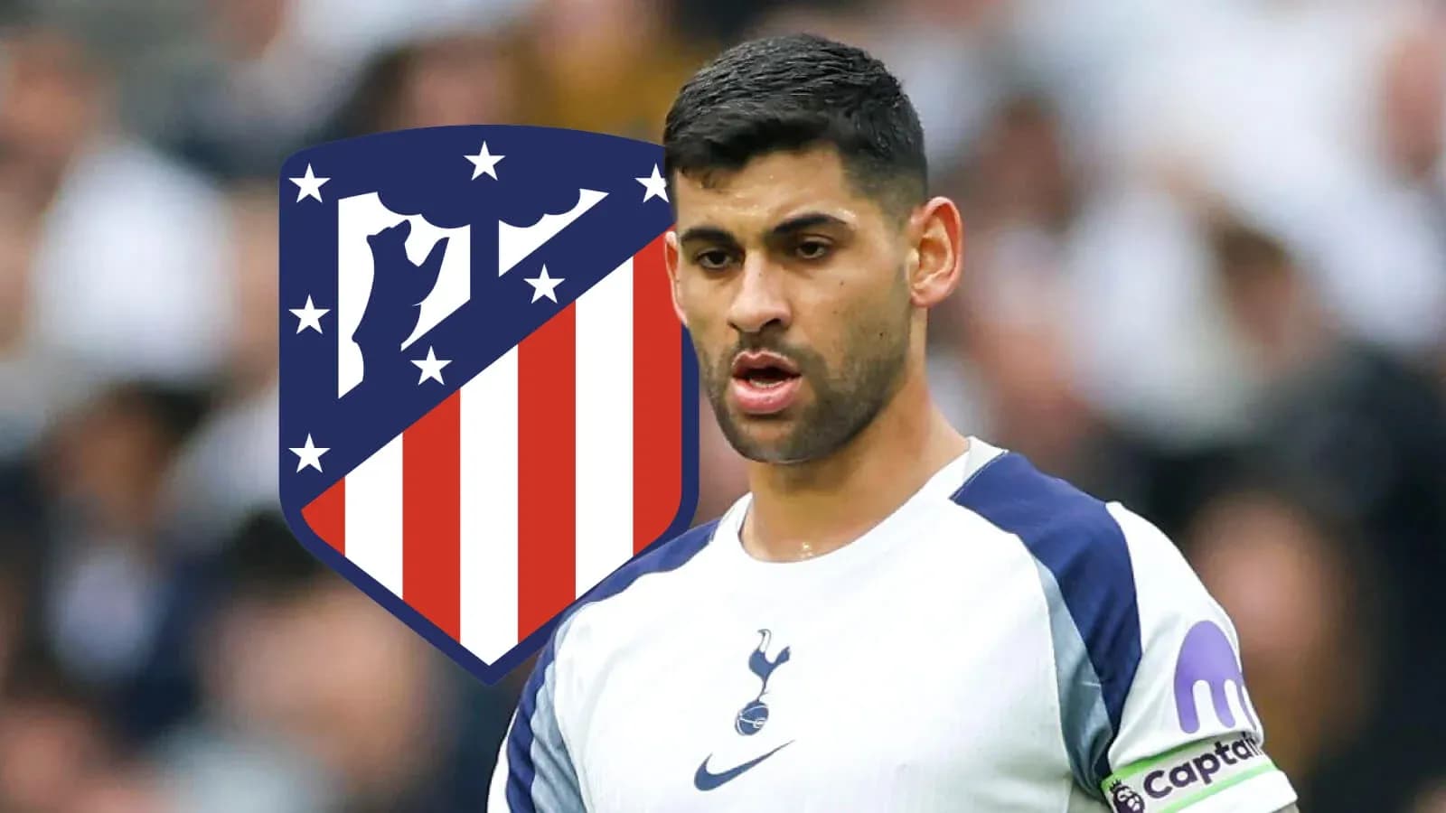 Player in Tottenham kit with Atlético Madrid logo