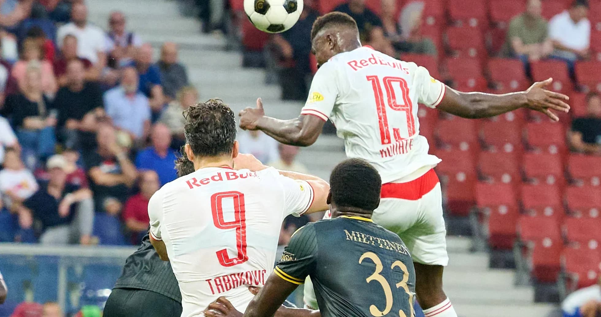 Red Bull Salzburg players competing for the ball