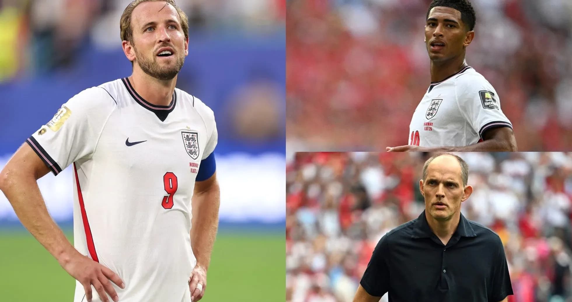 Harry Kane and Jude Bellingham during match with coach