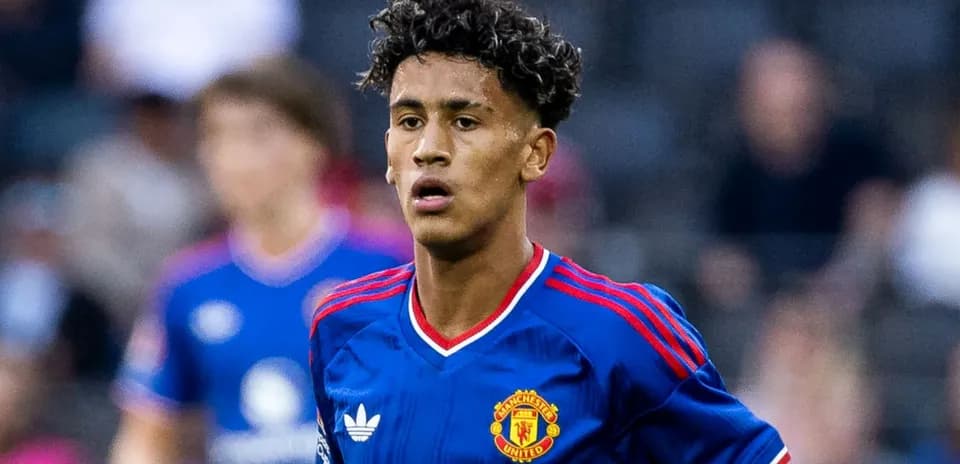 Player in blue Manchester United jersey on field