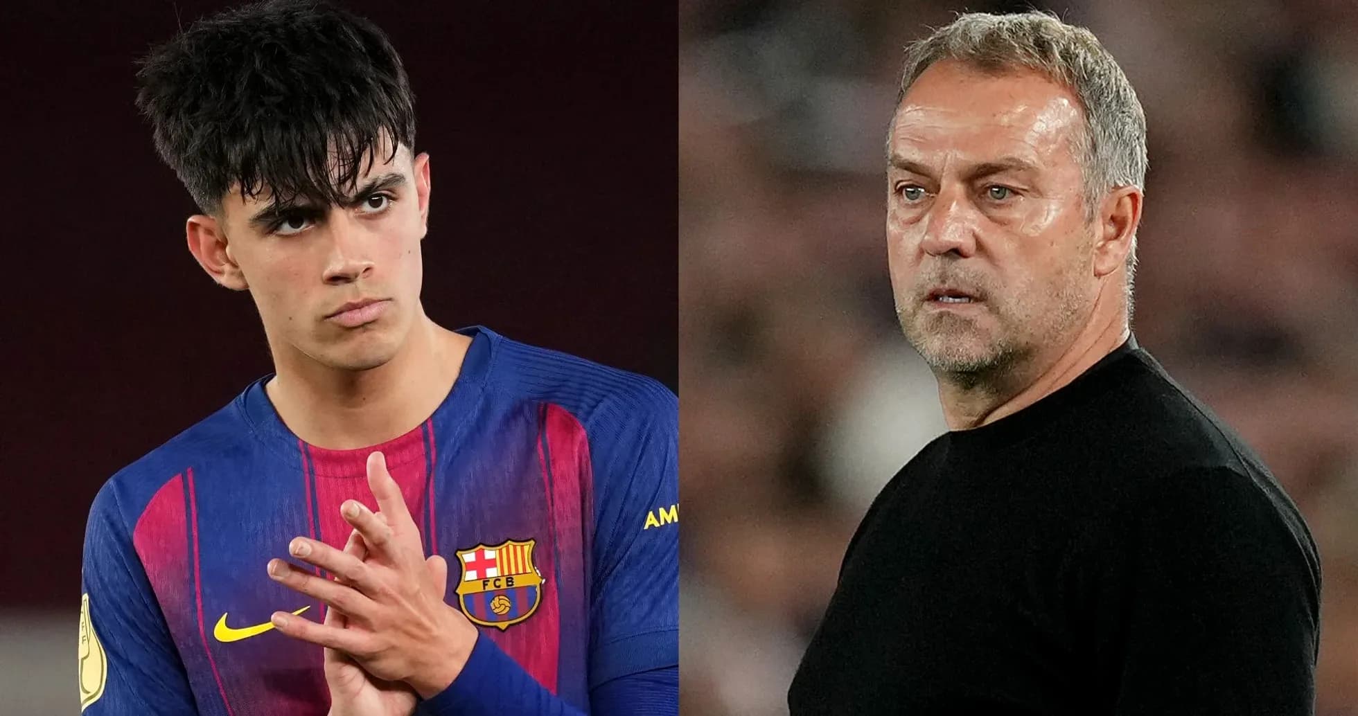 Barcelona player and coach during match