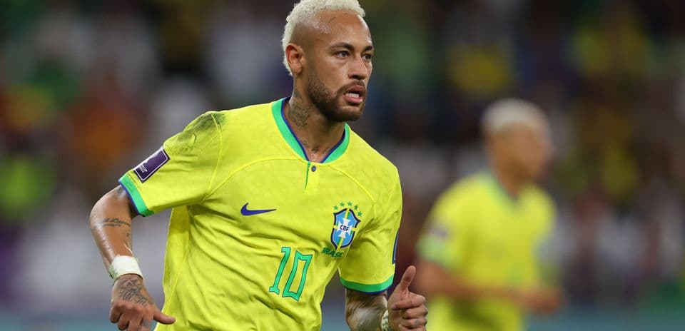 Neymar celebrating during Brazil football match