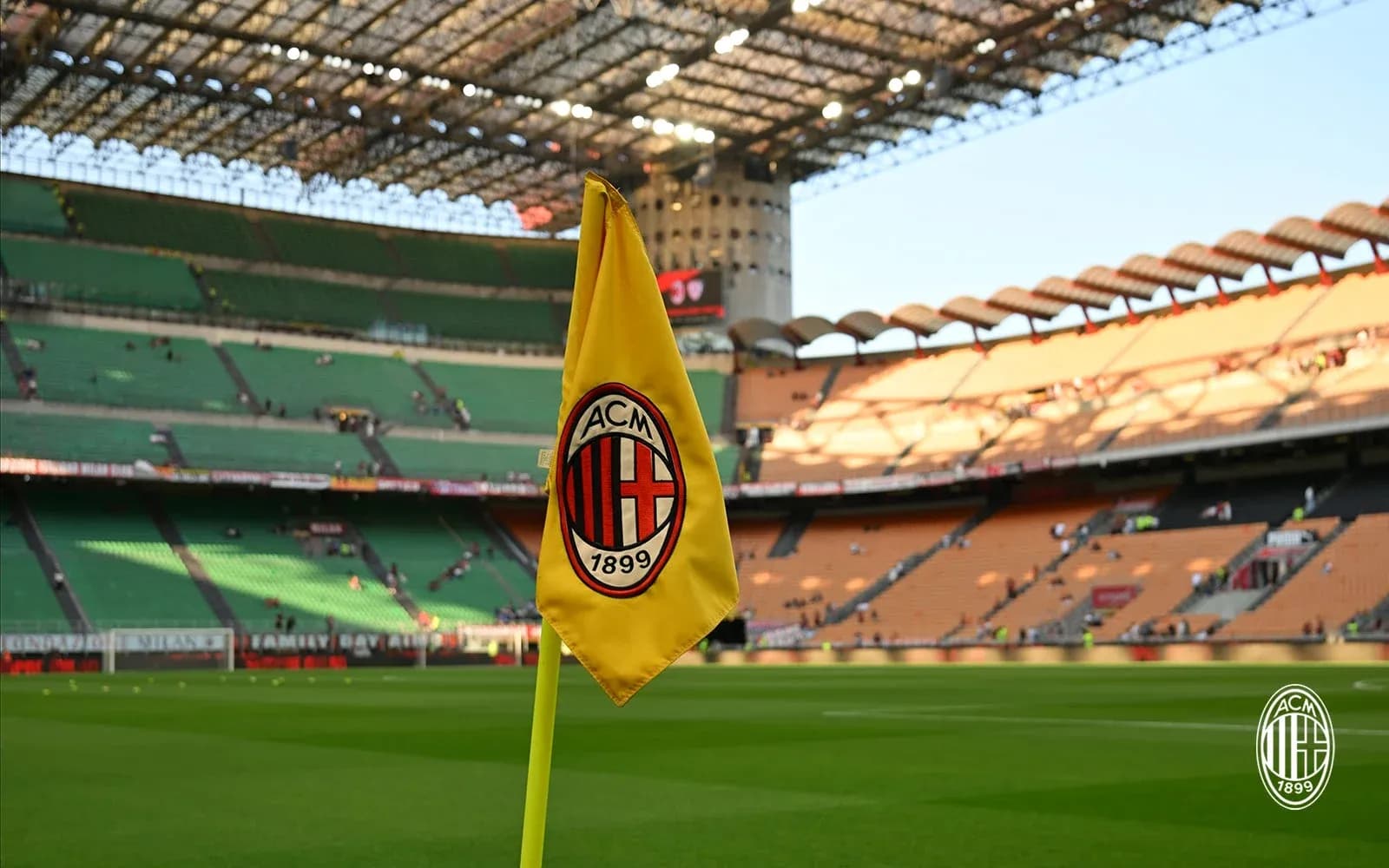 AC Milan corner flag in empty stadium