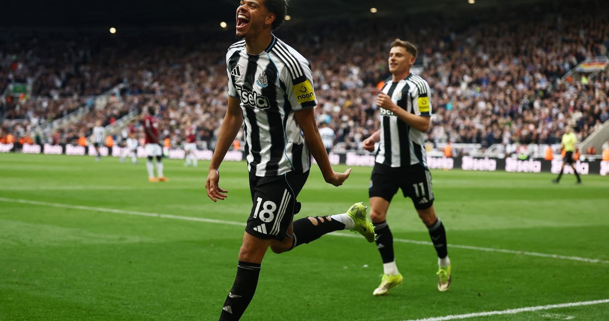 Newcastle player celebrating a goal