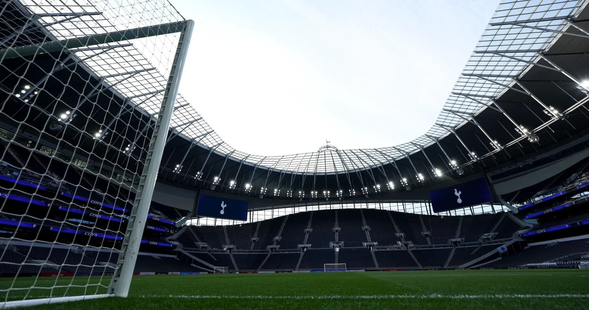 View of Tottenham Hotspur Stadium from goalpost