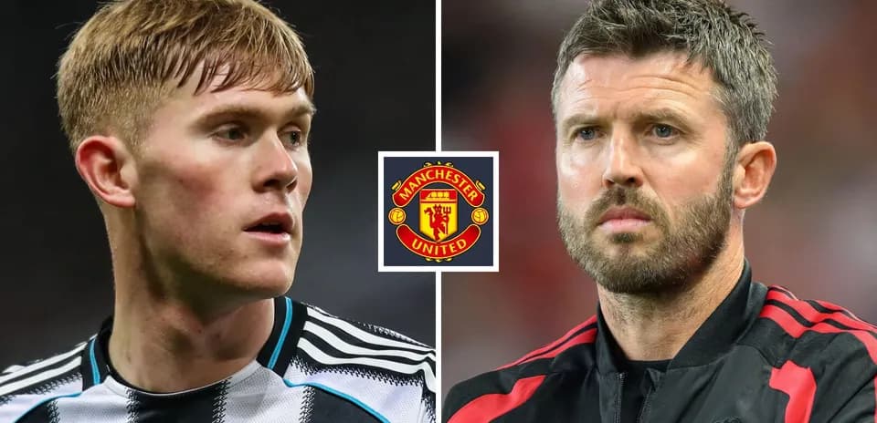Two football players facing each other with Manchester United logo