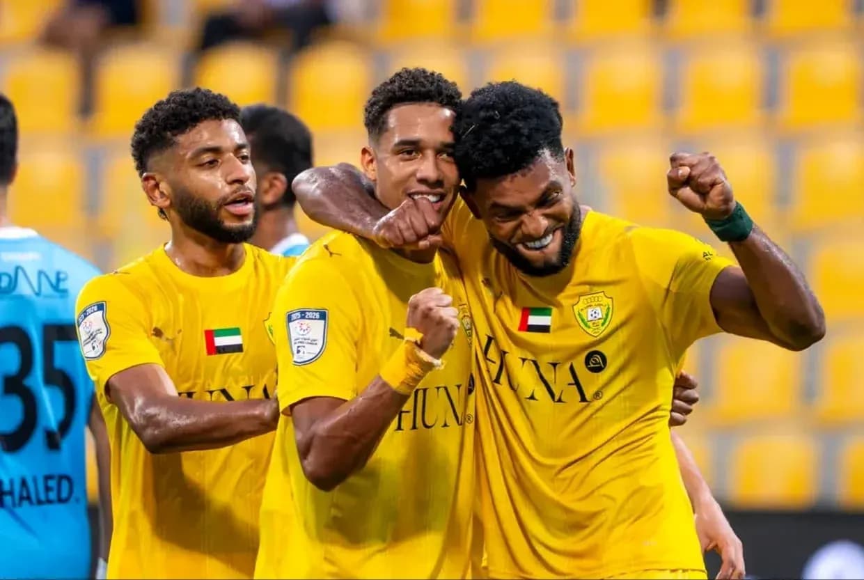 Al Nasr U23 players celebrating a goal