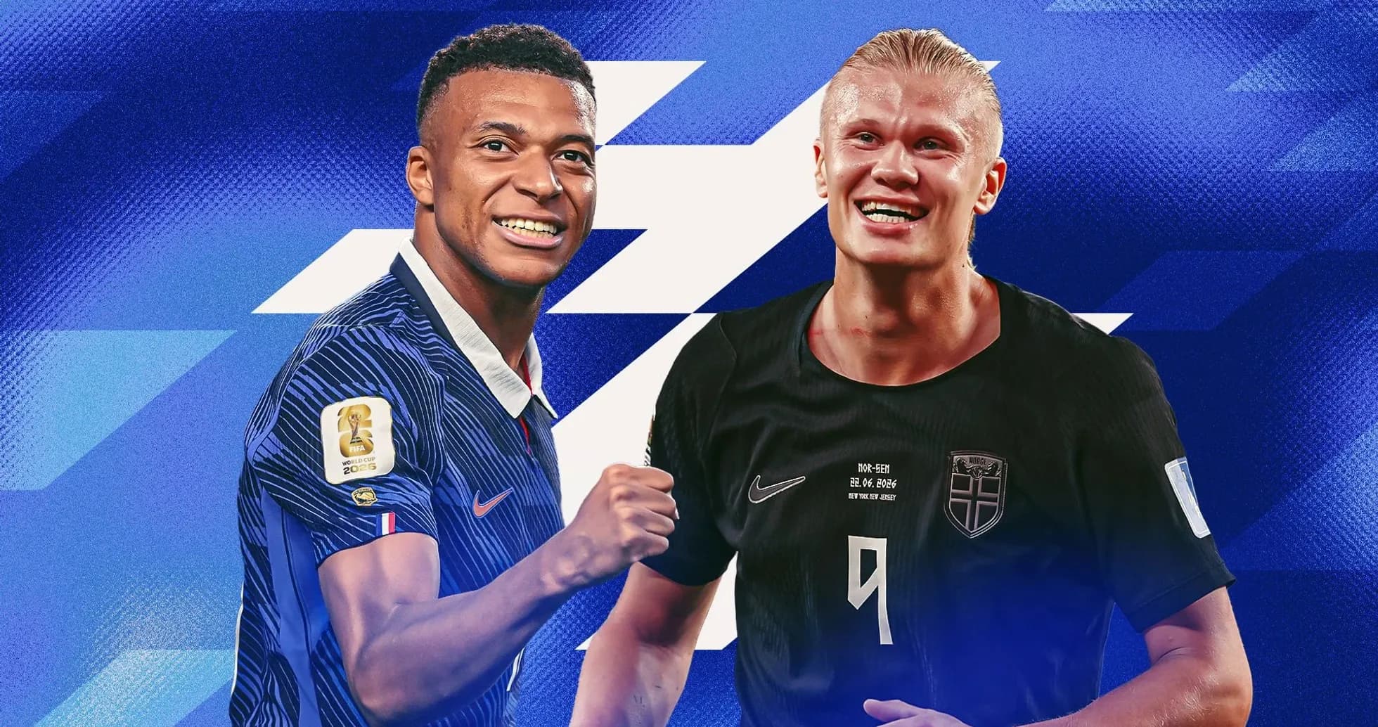 Kylian Mbappe and Erling Haaland smiling together
