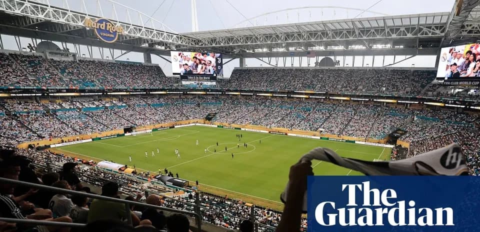 Crowd watching soccer match at Hard Rock Stadium