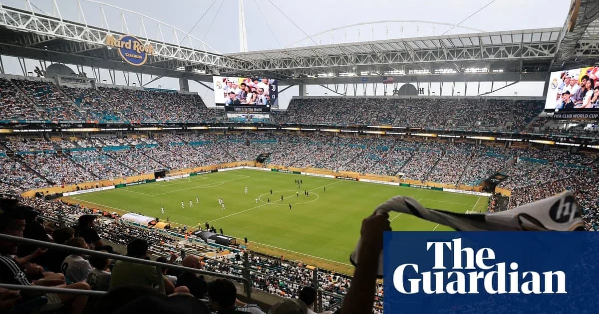 Crowd watching soccer match at Hard Rock Stadium