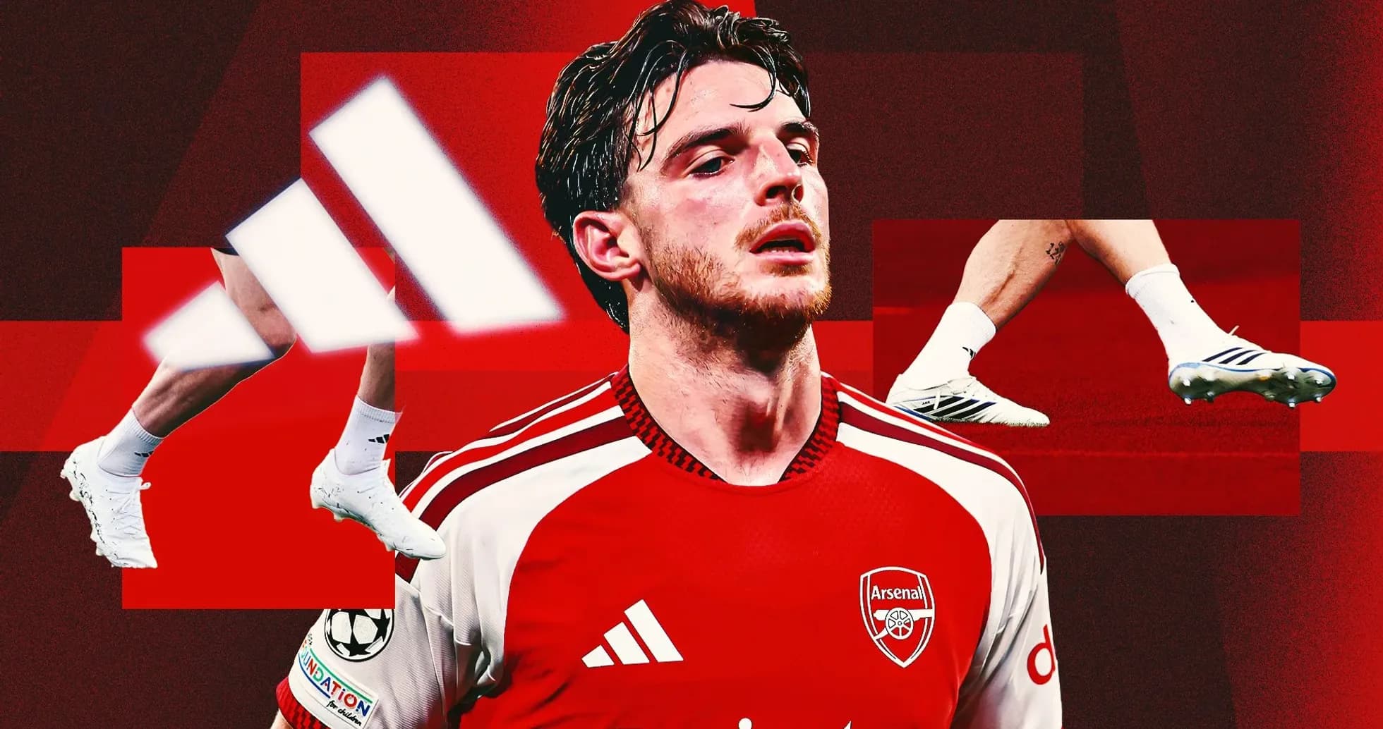 Arsenal player in red kit with soccer cleats
