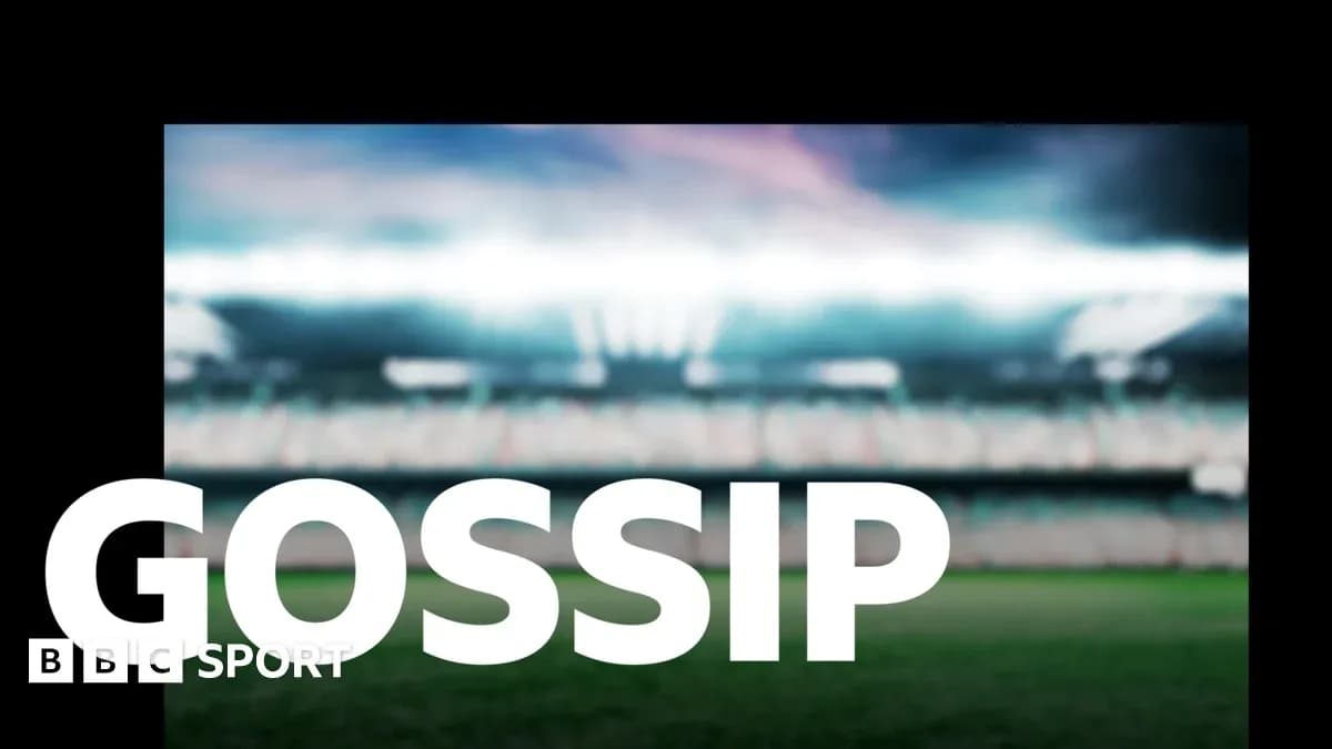 Blurred stadium background with 'GOSSIP' text overlay