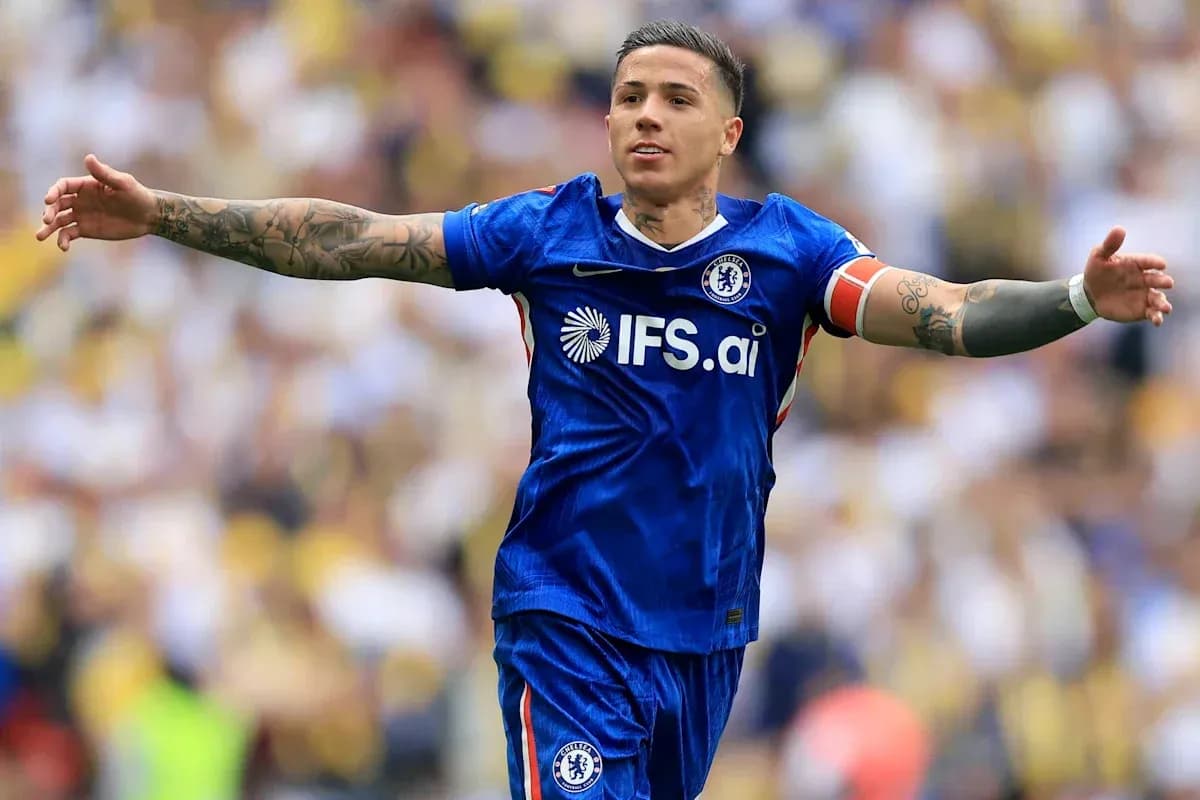 Player celebrating in Chelsea blue kit during match