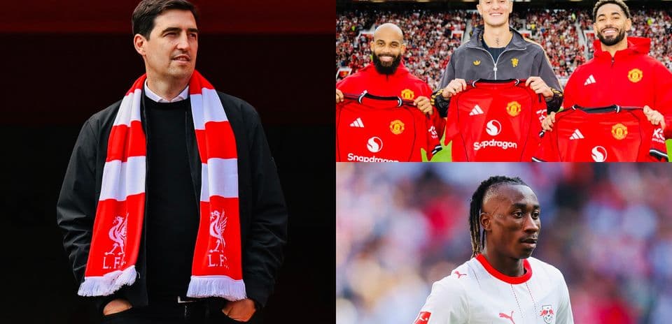 Various football figures in team jerseys and scarves