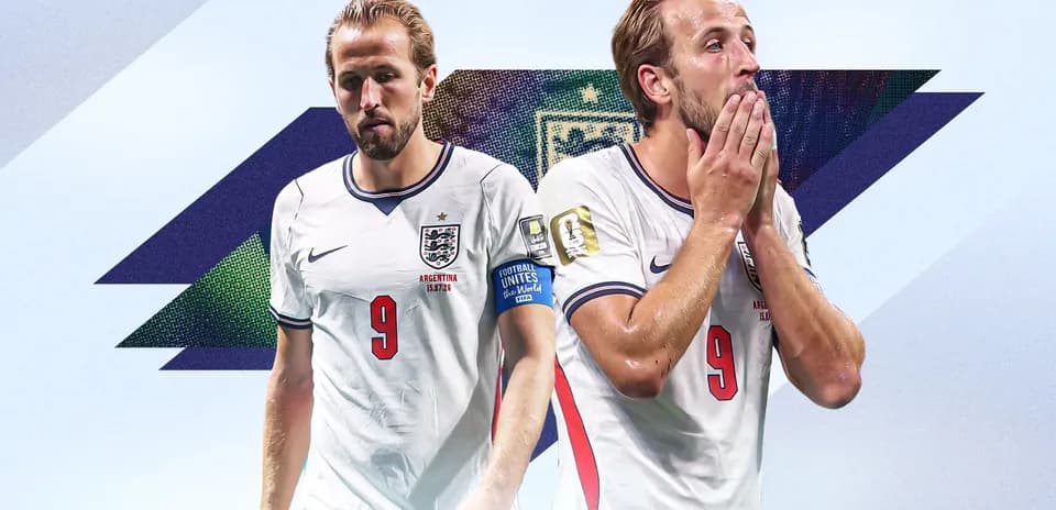 Harry Kane in England kit, two poses