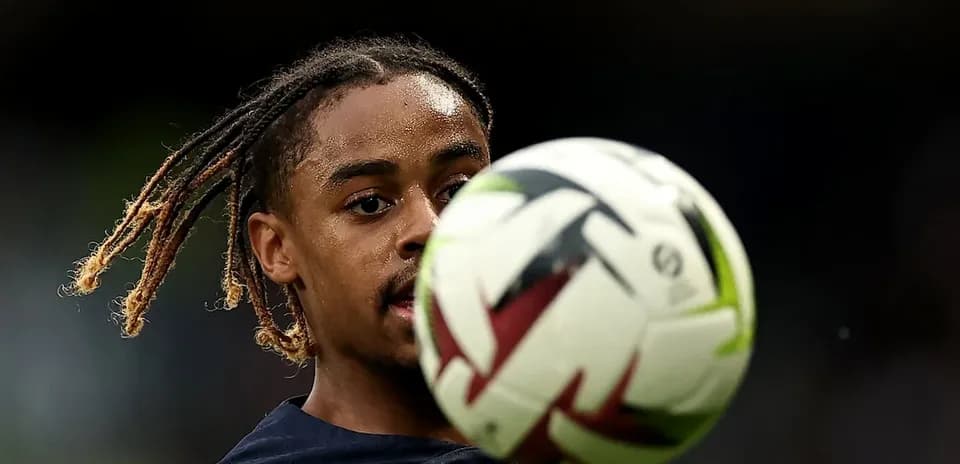 Player controlling a soccer ball during practice