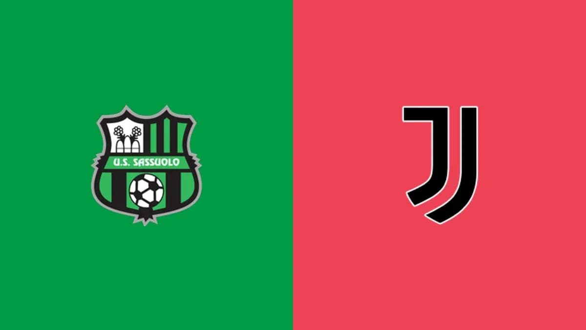 Logos of U.S. Sassuolo and Juventus on colored backgrounds
