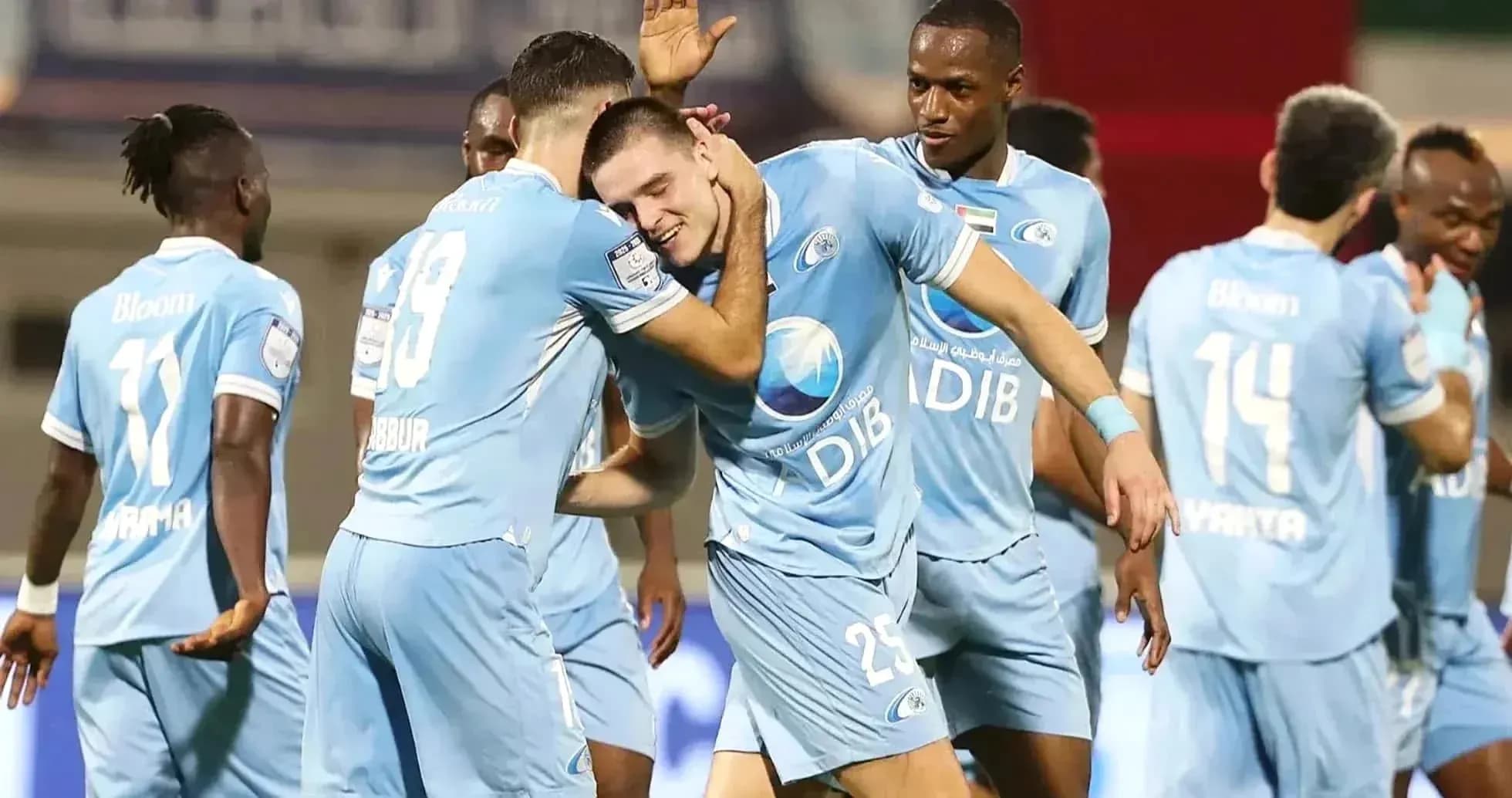 Ajman U23 players celebrating a goal