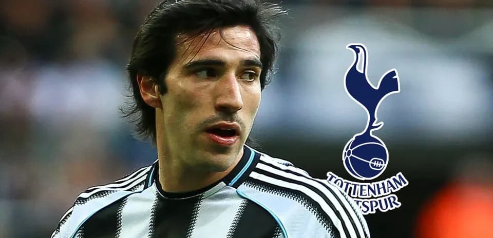 Football player in Newcastle kit with Tottenham logo