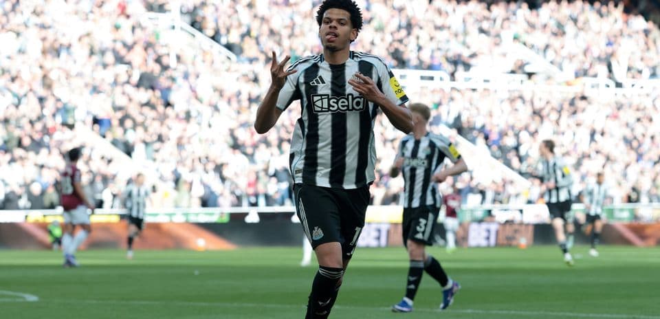 Newcastle player celebrating a goal during match