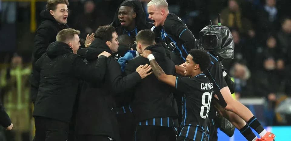 Club Brugge KV players celebrating a goal