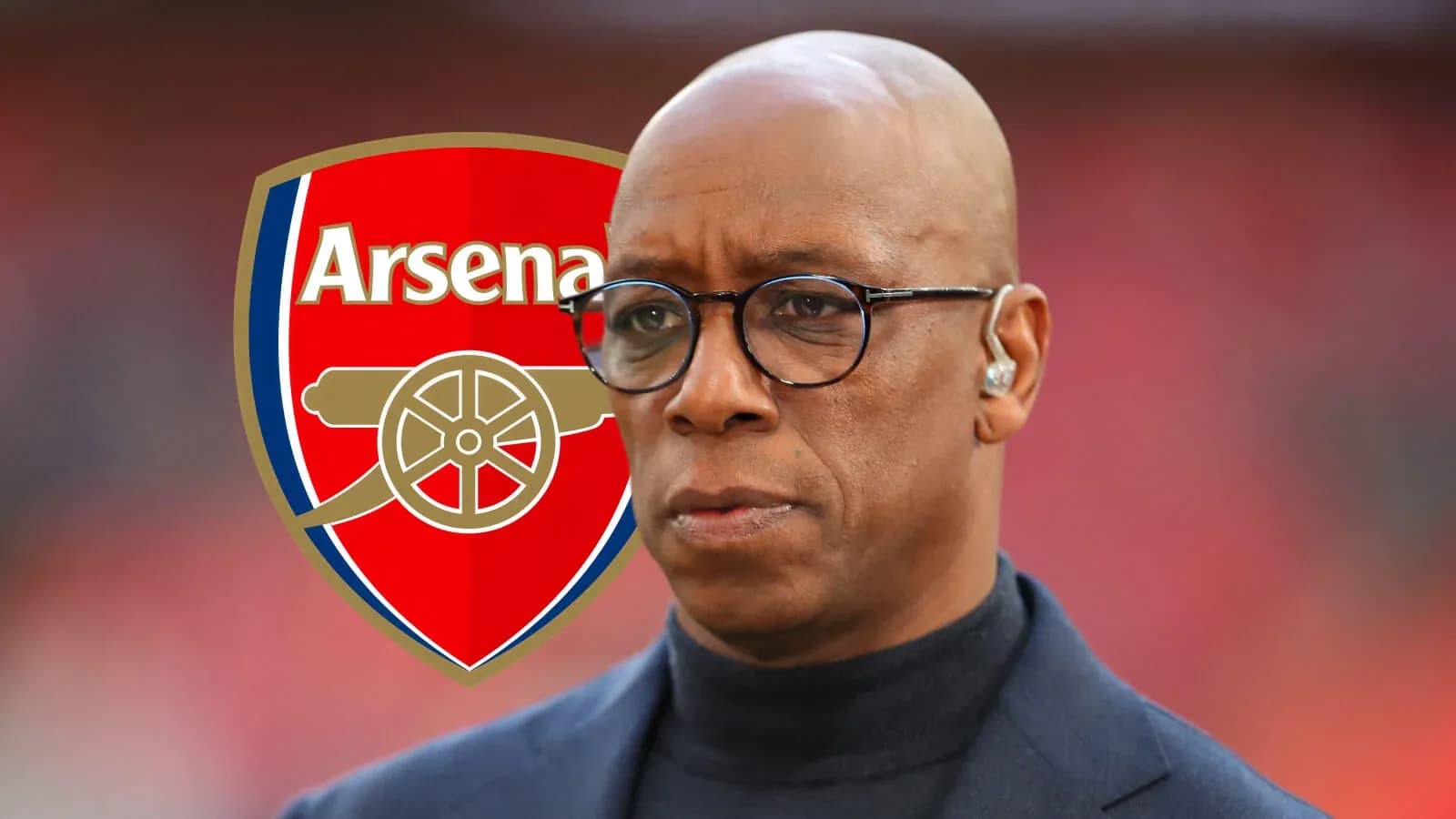 Presenter with Arsenal logo in background