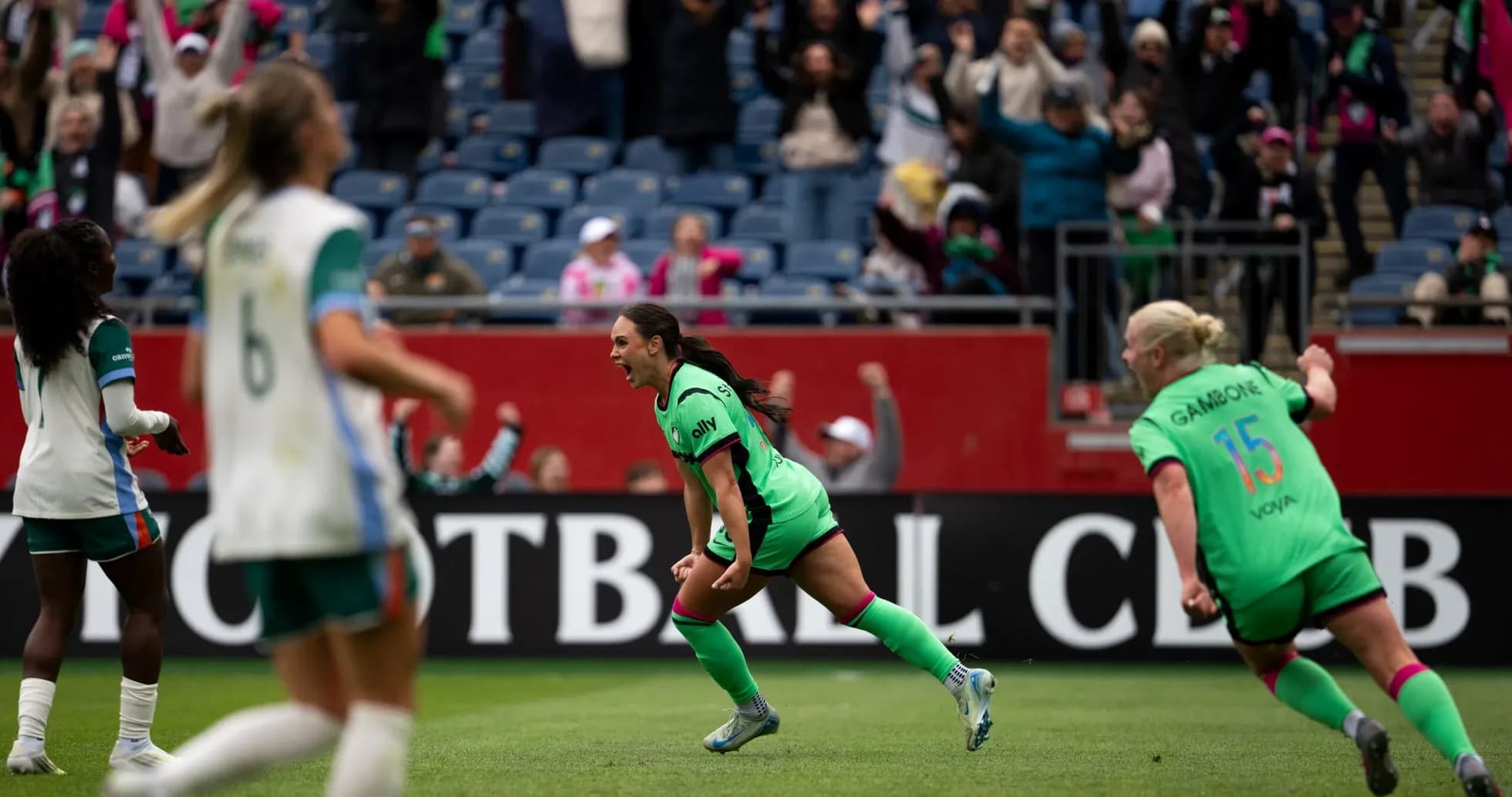 Celebrating players during Kansas City W match