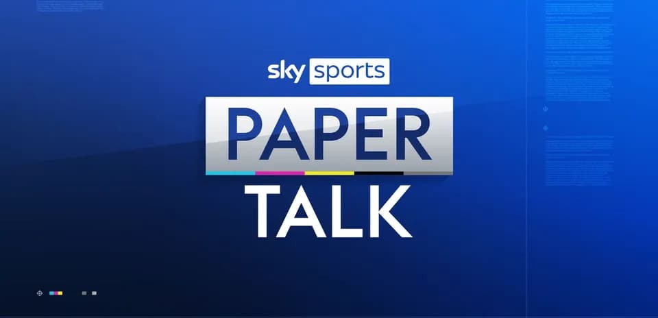 Sky Sports Paper Talk graphic with blue background