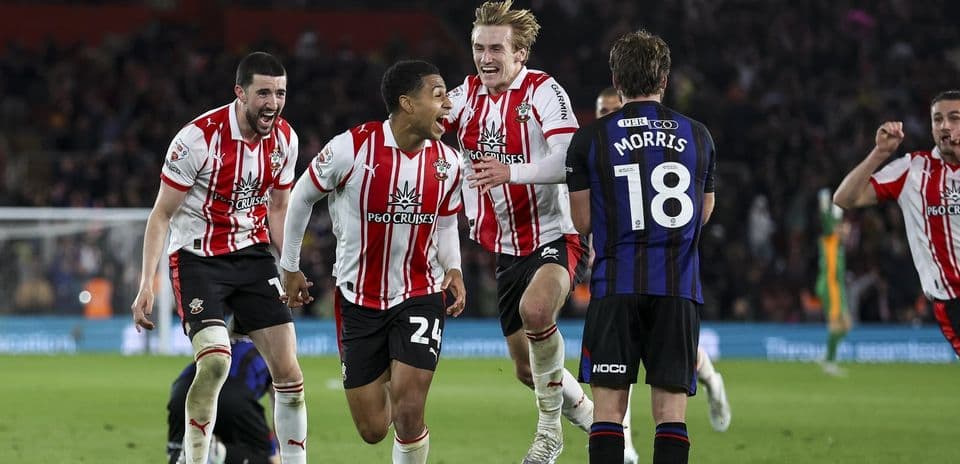 Southampton players celebrating after scoring a goal
