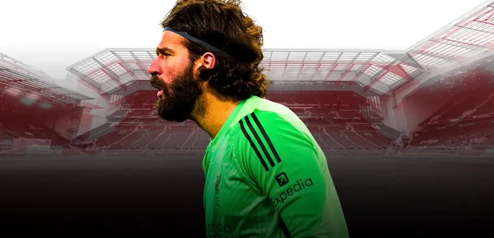 Goalkeeper Alisson Becker in Liverpool kit profile shot