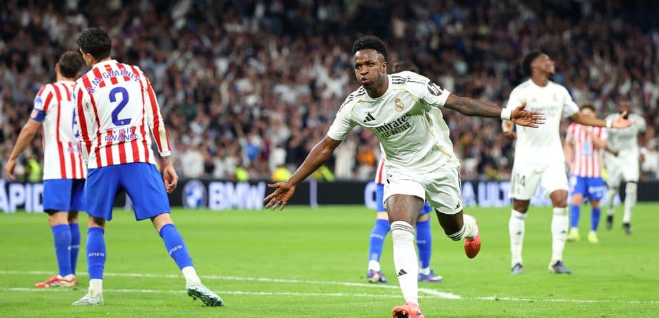 Vinicius Jr celebrating goal against Atletico Madrid