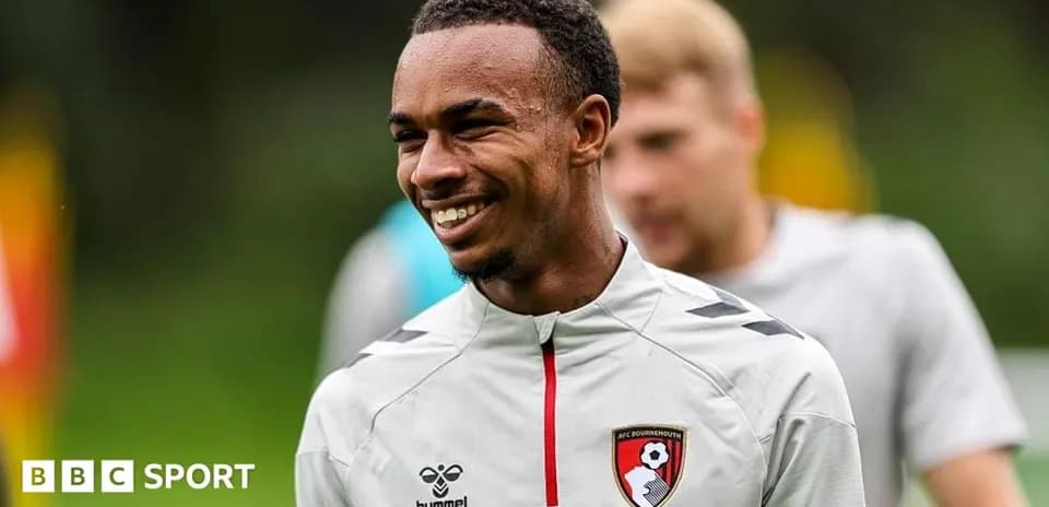 AFC Bournemouth player smiling during training session
