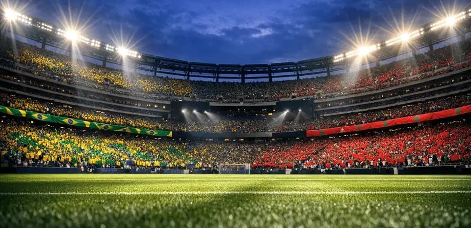 Fans supporting Brazil and Morocco during match