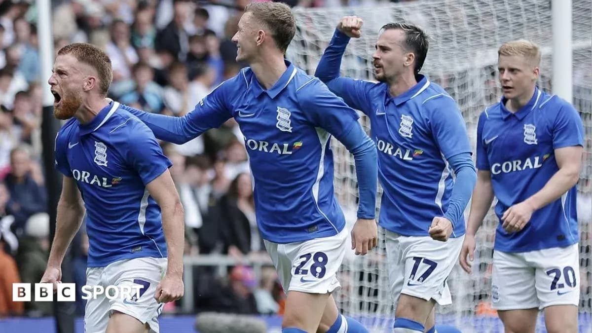 Birmingham City players celebrating a goal together