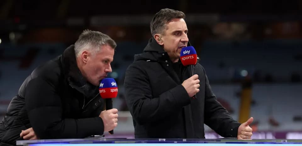 Two analysts discussing on Sky Sports studio set