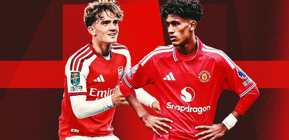 Players from Arsenal and Manchester United in jerseys