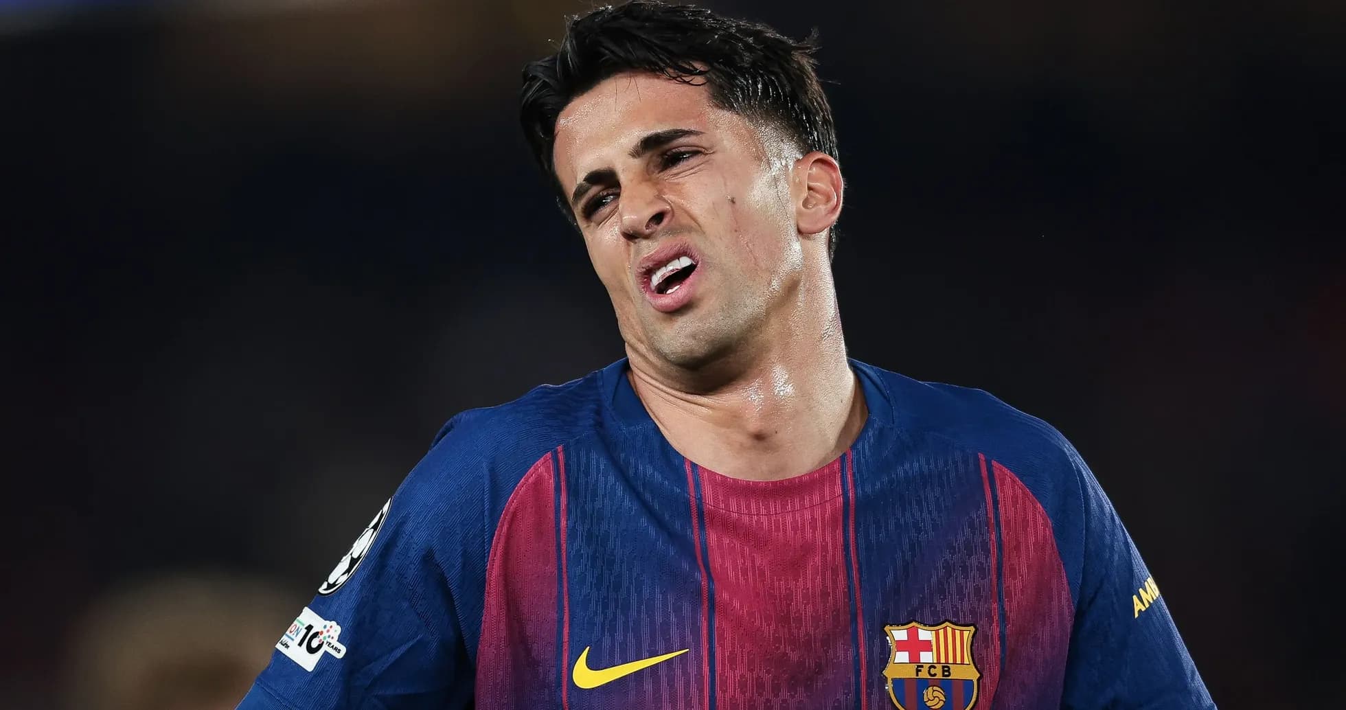 Player reacting during a match for FC Barcelona
