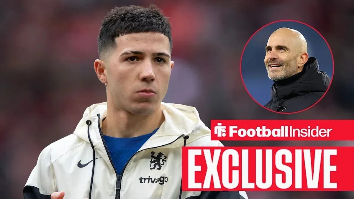 Player in Chelsea kit with manager's image overlay