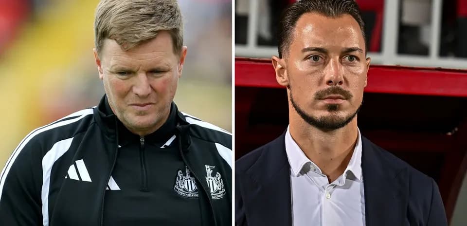 Coaches of Newcastle United and opposing team during match