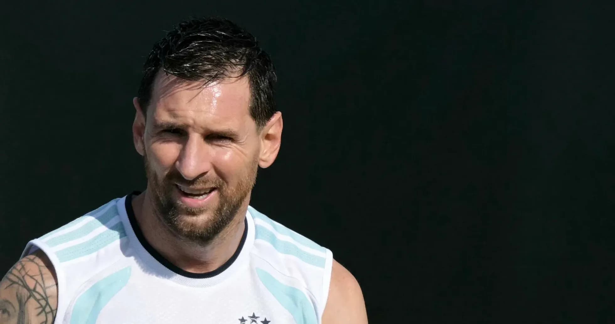 Player training in Argentina national team jersey
