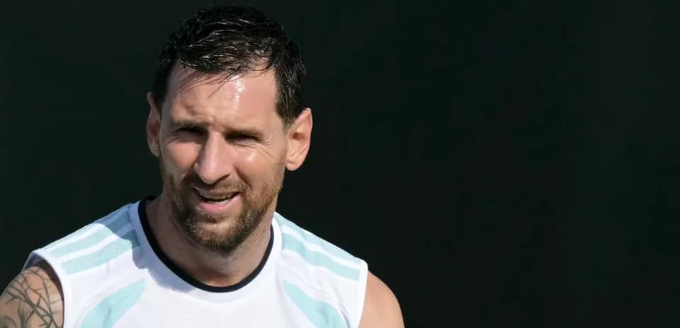 Player training in Argentina national team jersey
