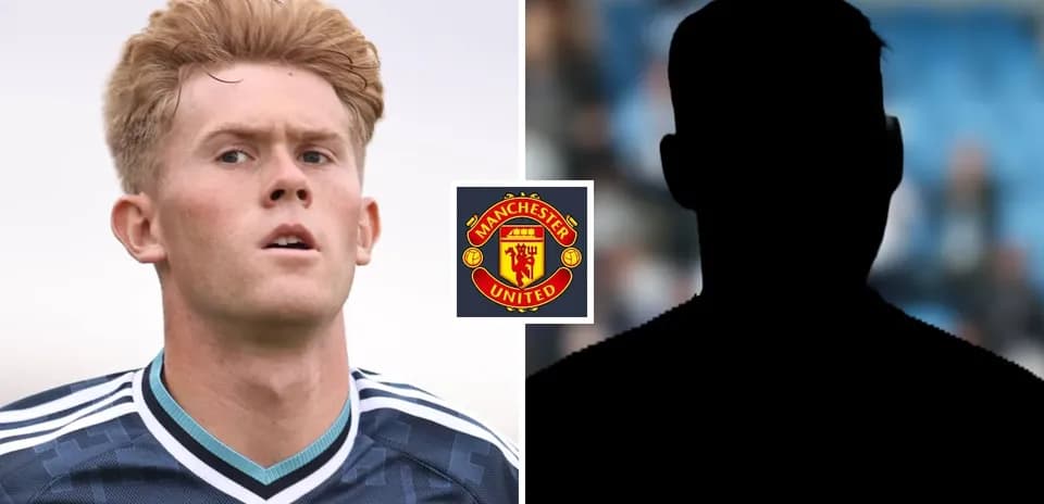 Player in Manchester United kit and silhouette