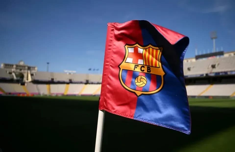 FC Barcelona flag at stadium before match