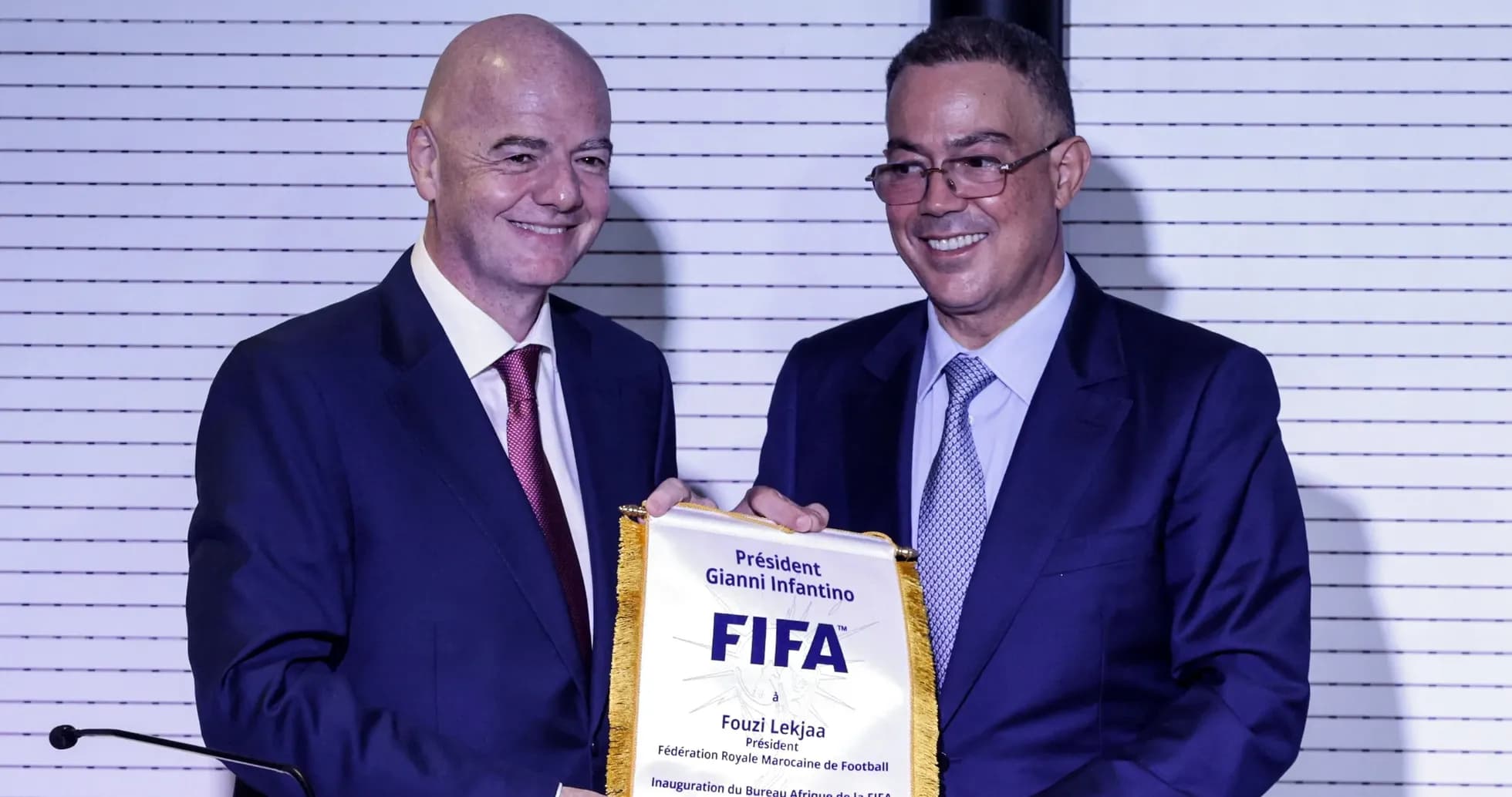 Gianni Infantino and Fouzi Lekjaa at FIFA event