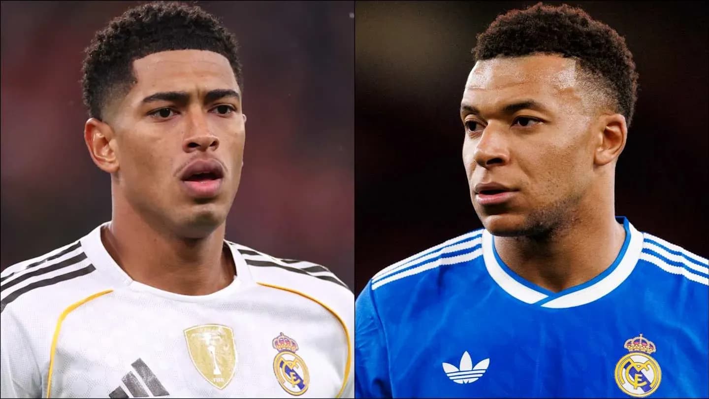 Two players in Real Madrid jerseys facing each other