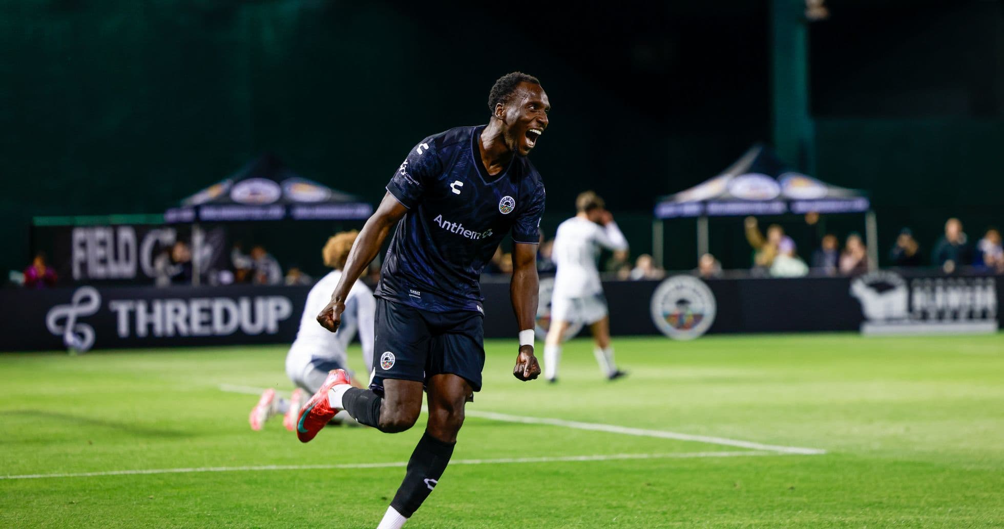 Player celebrating goal during Las Vegas Lights match