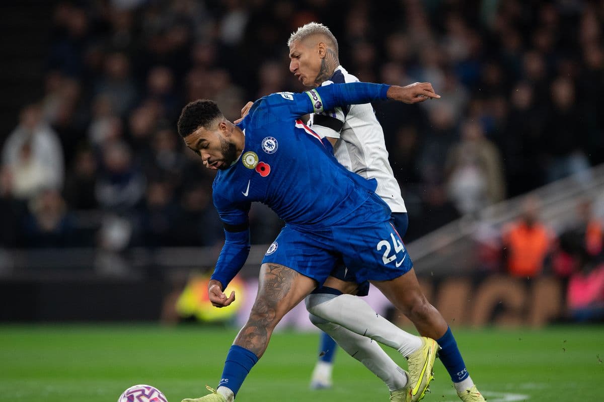 Chelsea player challenged by Tottenham opponent