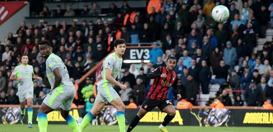 Manchester City players in action against Bournemouth